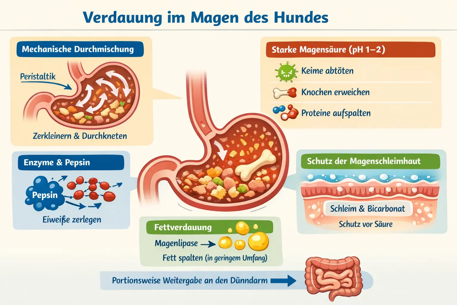Grafische Darstellung Verdauung Magen Hund