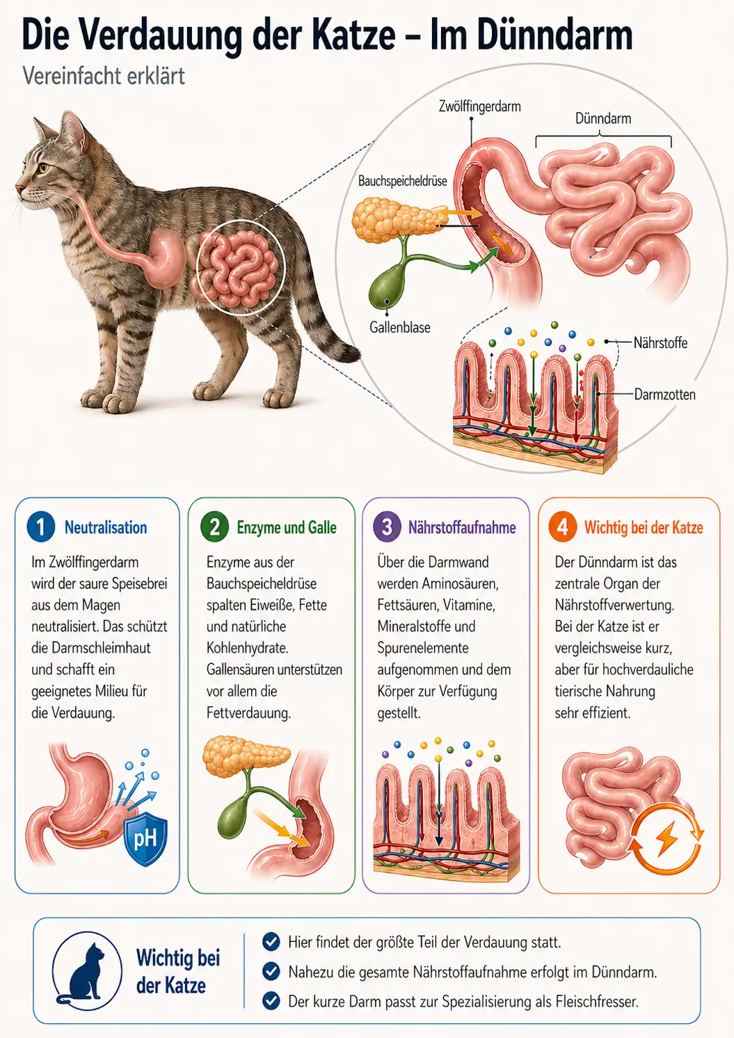Grafische Darstellung Vedauung Dünndarm Katze