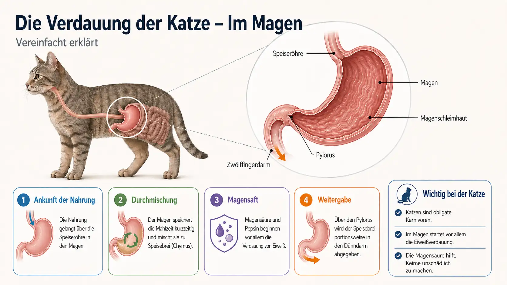 Grafische Darstellung Verdauung Magen Katze